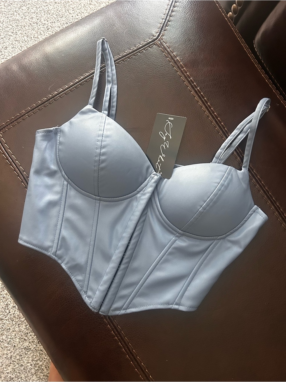 Say What? Light Blue Bustier Crop Top